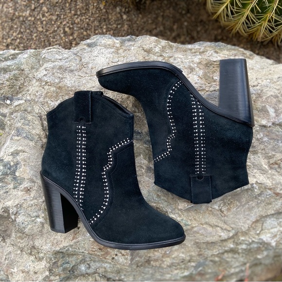 JOIE Monte Western Suede Ankle Boots with Silver Studs - Picture 7 of 12